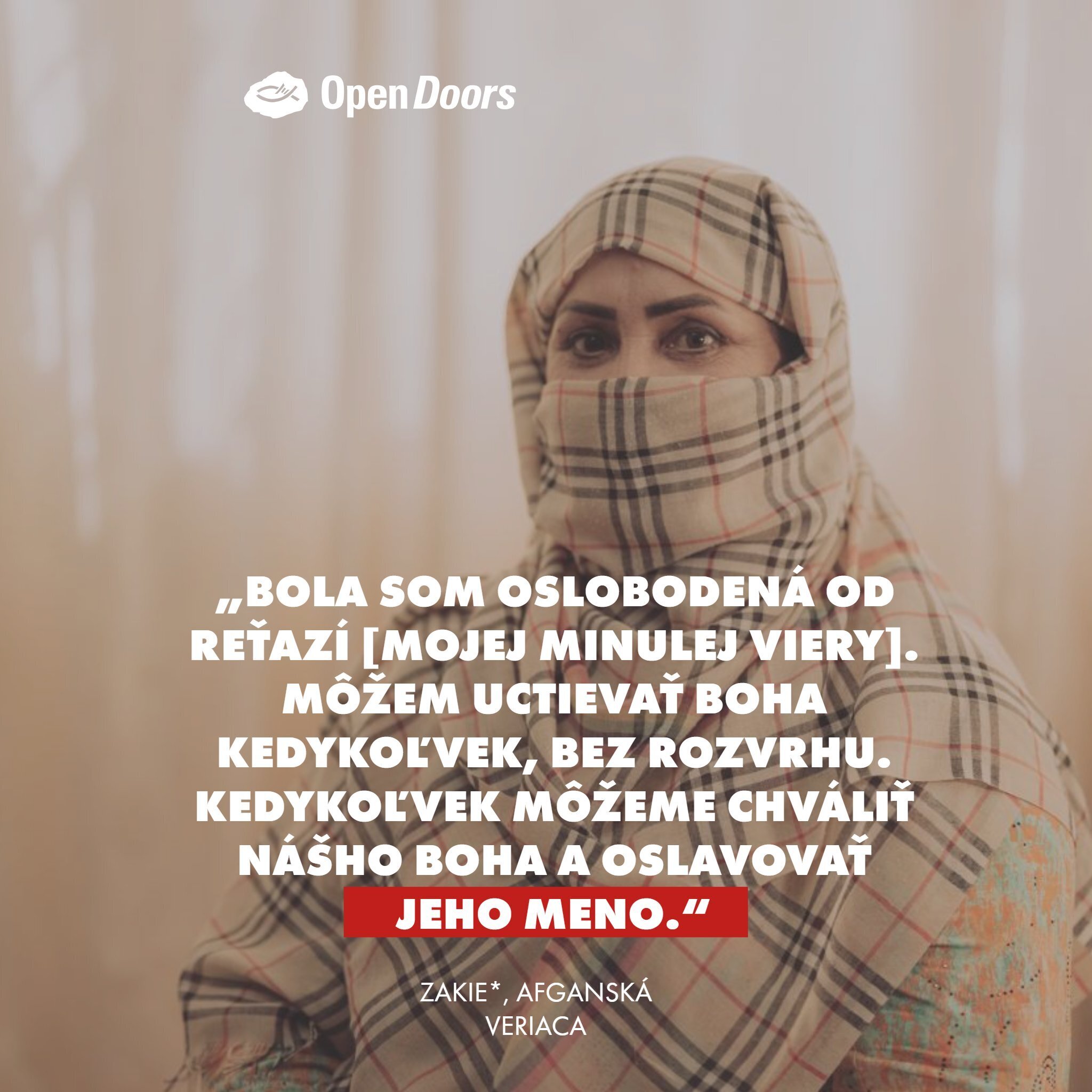 Afganská veriaca Zakie hovorí o radosti a slobode nasledovania Krista