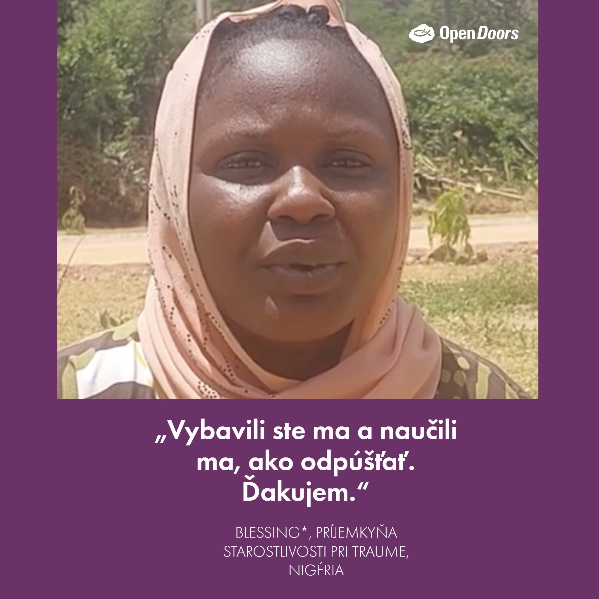 Blessing* dostala starostlivosť pri traume v Centre Šalom organizácie Open Doors v Nigérii